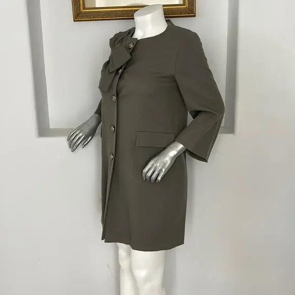 HACHE GRAY DRESS/COAT VIRGIN-WOOL MADE IN ITALY IT 46 - Picture 2 of 14